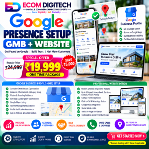 Google Presence Setup with Google Business Profile and professional website by ECOM DIGITECH.