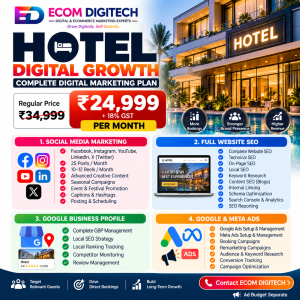 Hotel Digital Growth Marketing Plan by ECOM DIGITECH – ₹24,999 per month