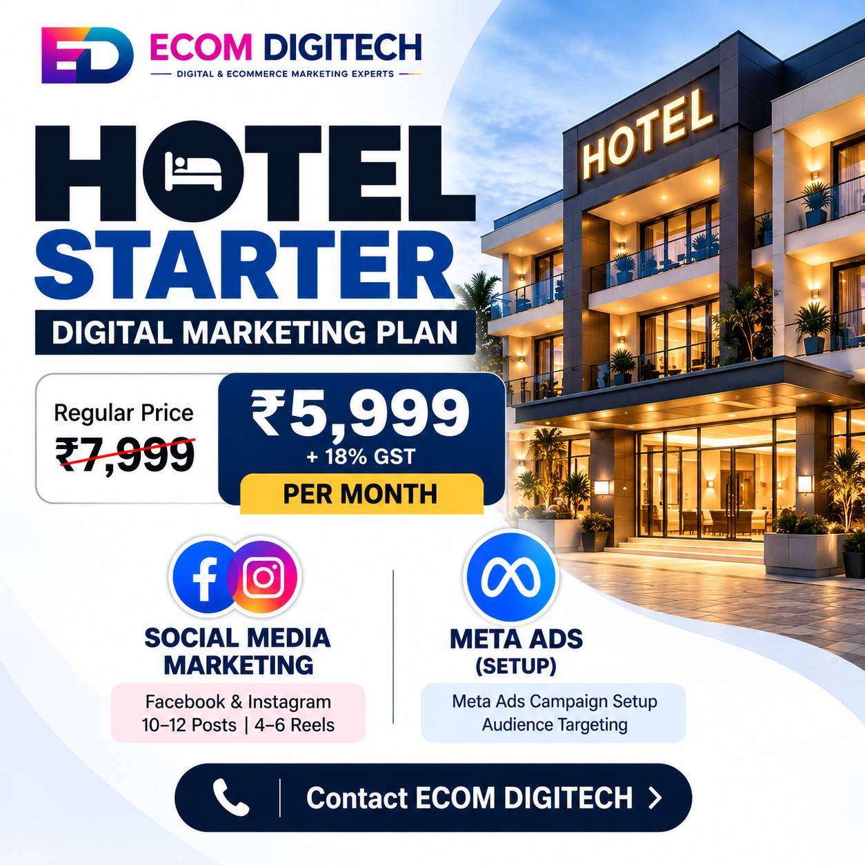 Hotel Digital Marketing Starter Plan by ECOM DIGITECH
